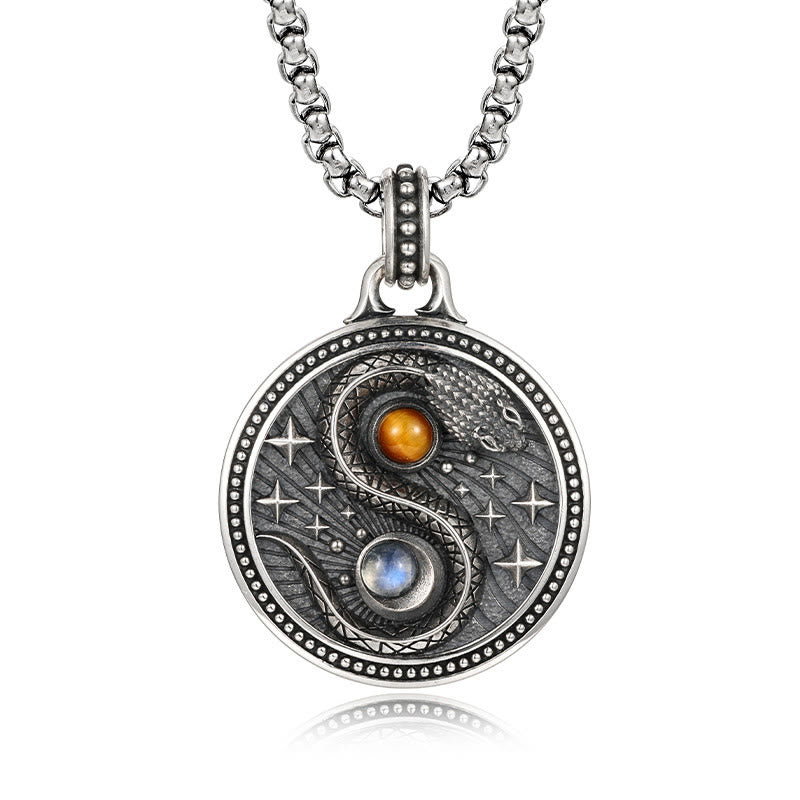 Snake Yin Yang Symbol Copper Wealth Necklace Pendant