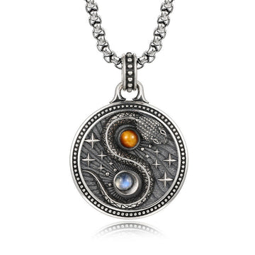 Snake Yin Yang Symbol Copper Wealth Necklace Pendant