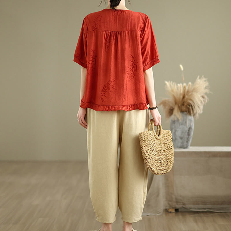 Breathable Cotton Relaxed Harem Pants and Shirt Meditation Set