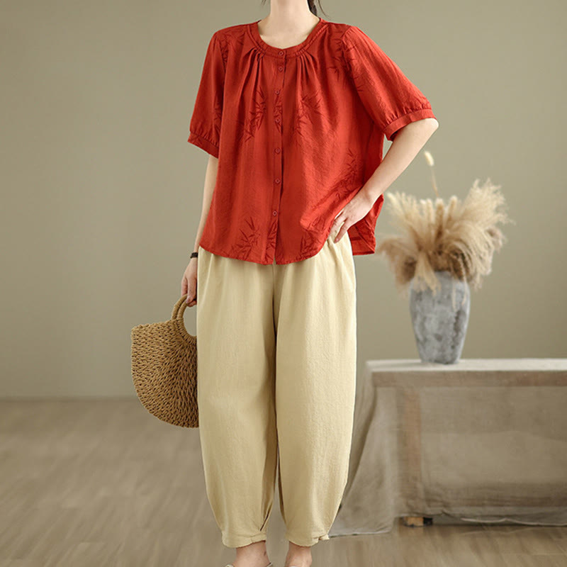 Breathable Cotton Relaxed Harem Pants and Shirt Meditation Set