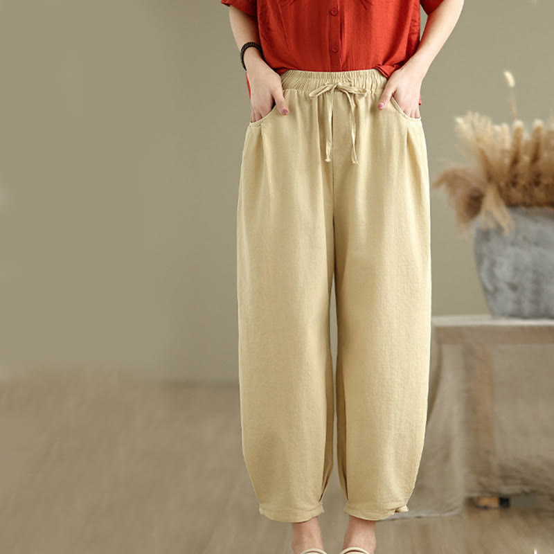 Breathable Cotton Relaxed Harem Pants and Shirt Meditation Set