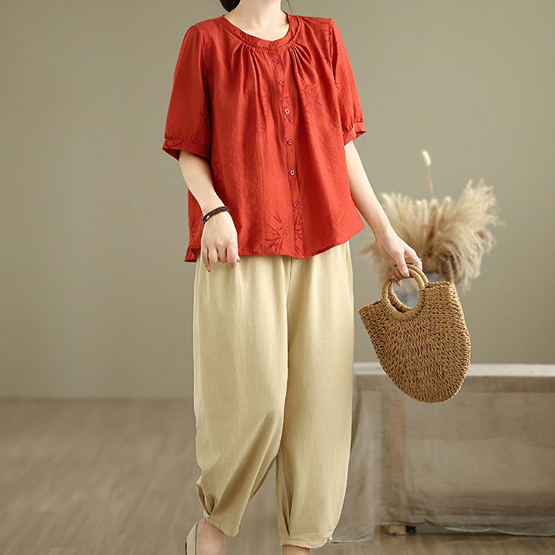 Breathable Cotton Relaxed Harem Pants and Shirt Meditation Set
