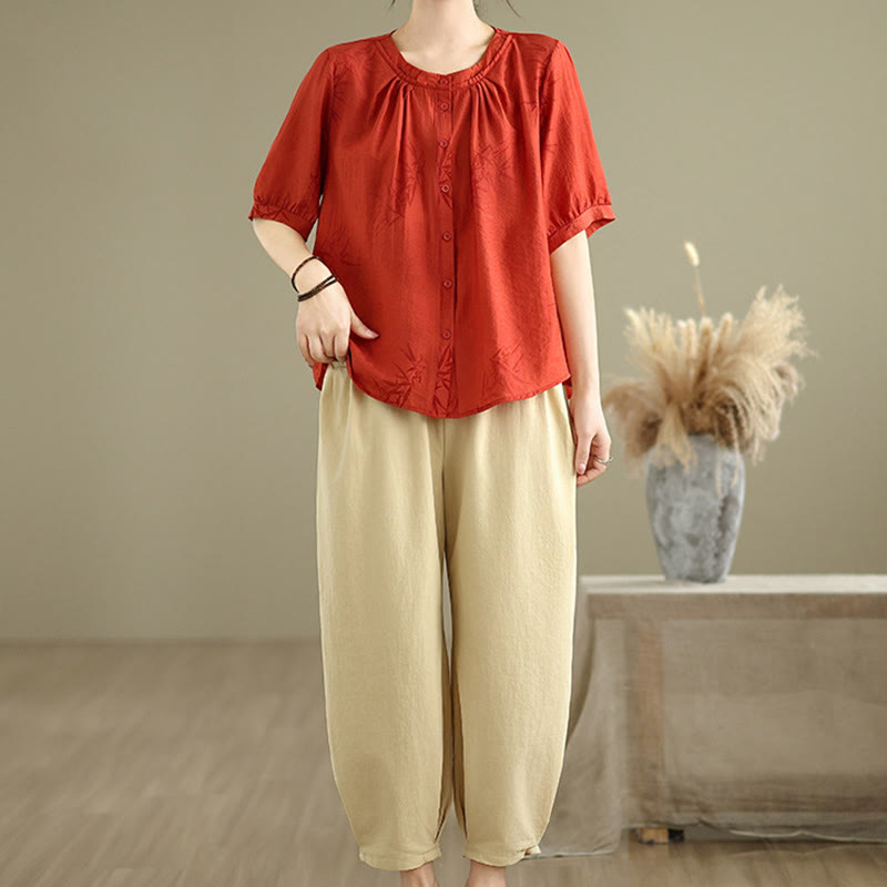 Breathable Cotton Relaxed Harem Pants and Shirt Meditation Set
