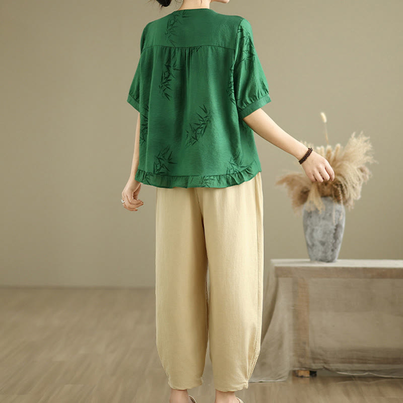 Breathable Cotton Relaxed Harem Pants and Shirt Meditation Set
