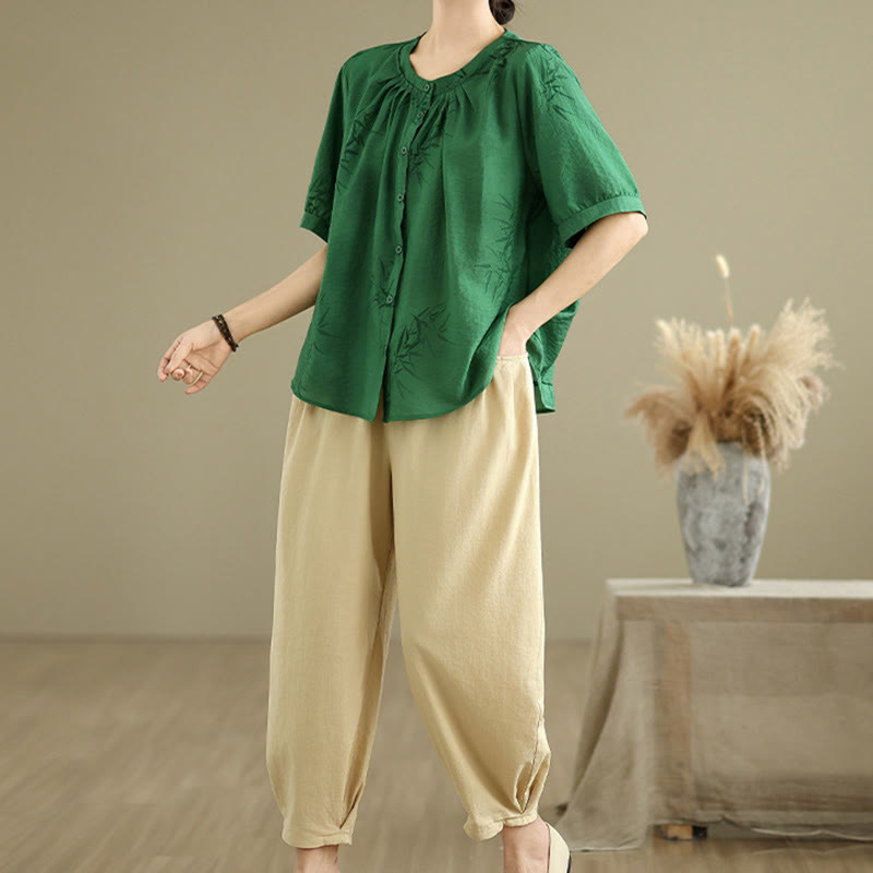 Breathable Cotton Relaxed Harem Pants and Shirt Meditation Set