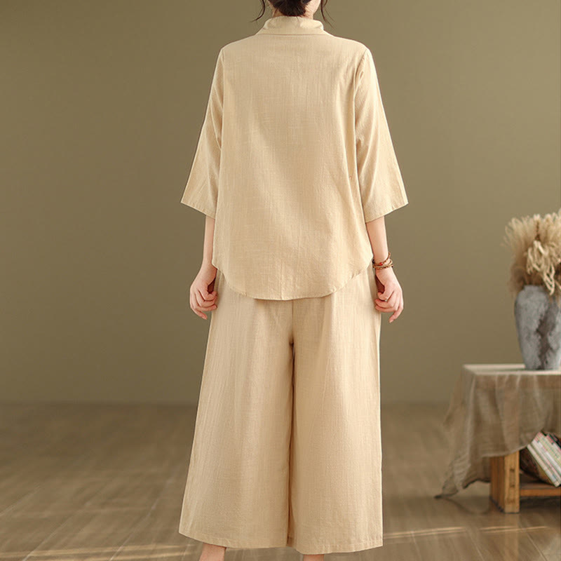 Breathable Cotton-Linen Loose-Fit Meditation Two-Piece Set