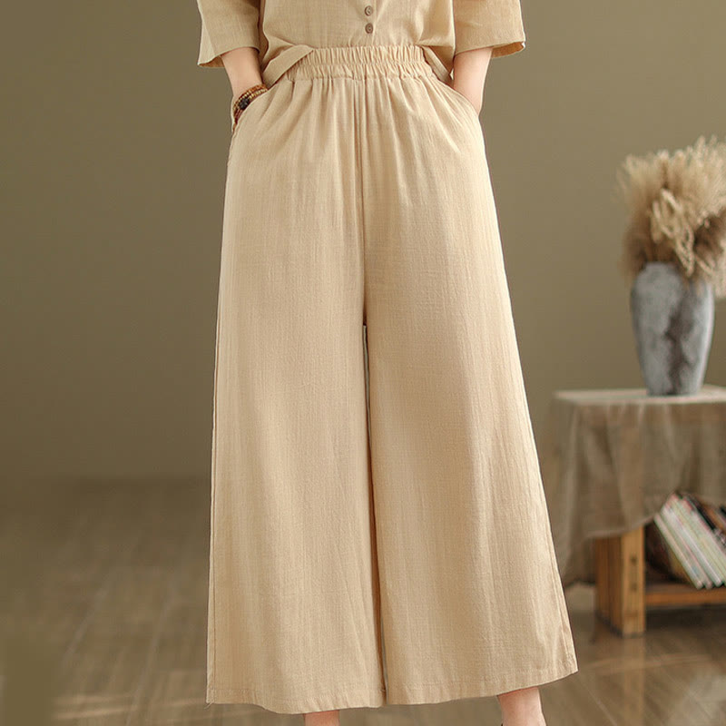 Breathable Cotton-Linen Loose-Fit Meditation Two-Piece Set