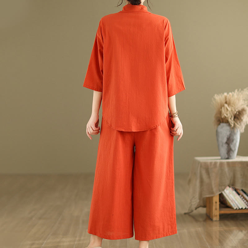 Breathable Cotton-Linen Loose-Fit Meditation Two-Piece Set