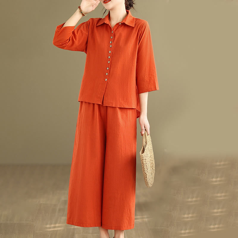 Breathable Cotton-Linen Loose-Fit Meditation Two-Piece Set
