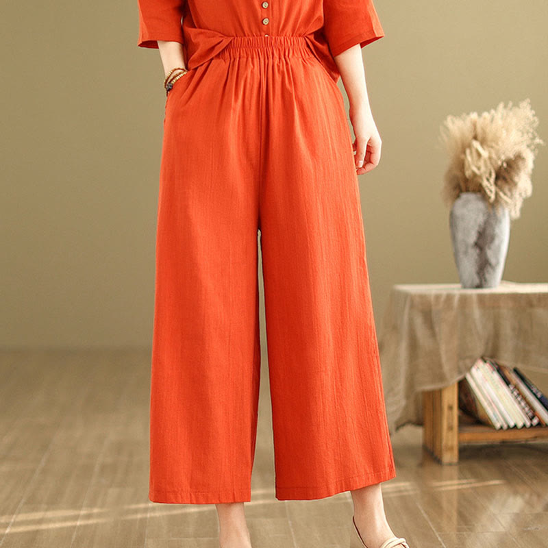 Breathable Cotton-Linen Loose-Fit Meditation Two-Piece Set