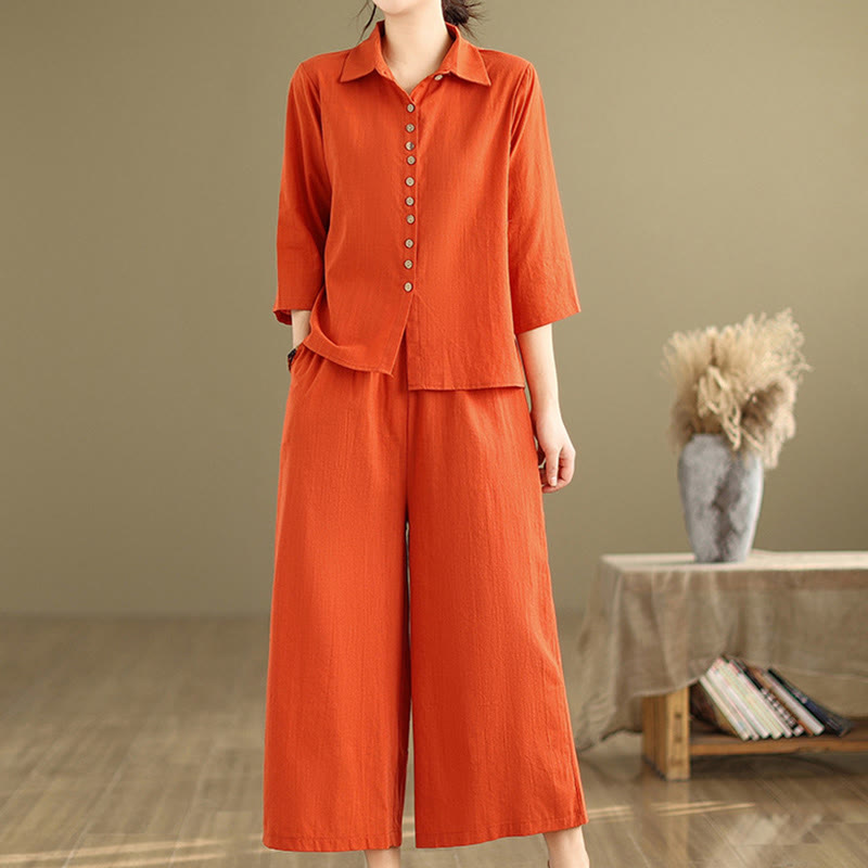 Breathable Cotton-Linen Loose-Fit Meditation Two-Piece Set