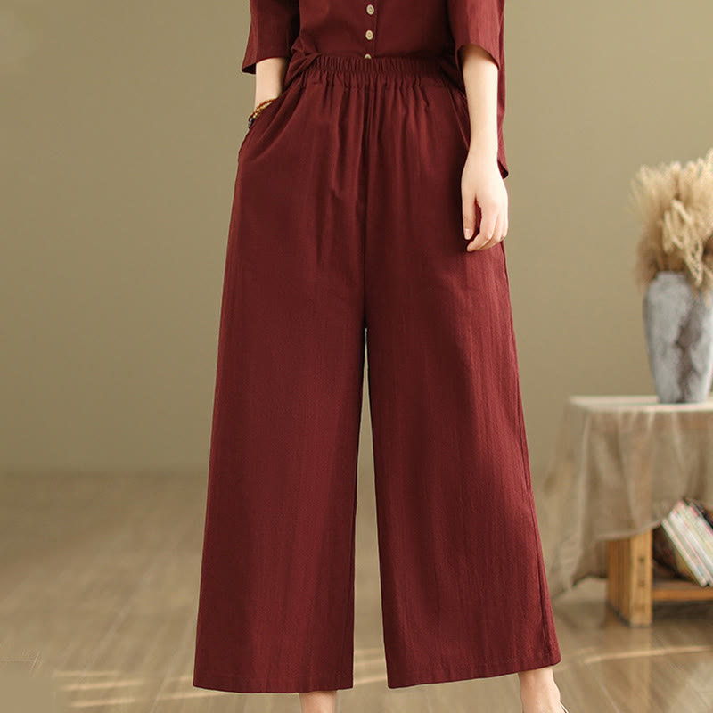 Breathable Cotton-Linen Loose-Fit Meditation Two-Piece Set