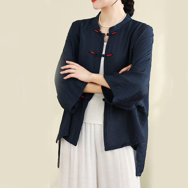 Breathable Cotton-Linen Two-Piece Frog Button Meditation Set
