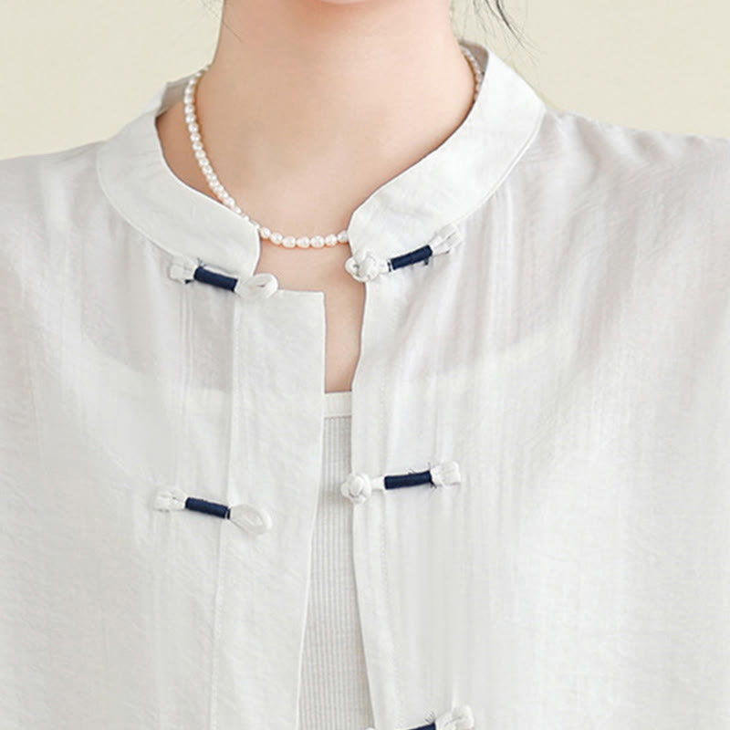 Breathable Cotton-Linen Two-Piece Frog Button Meditation Set