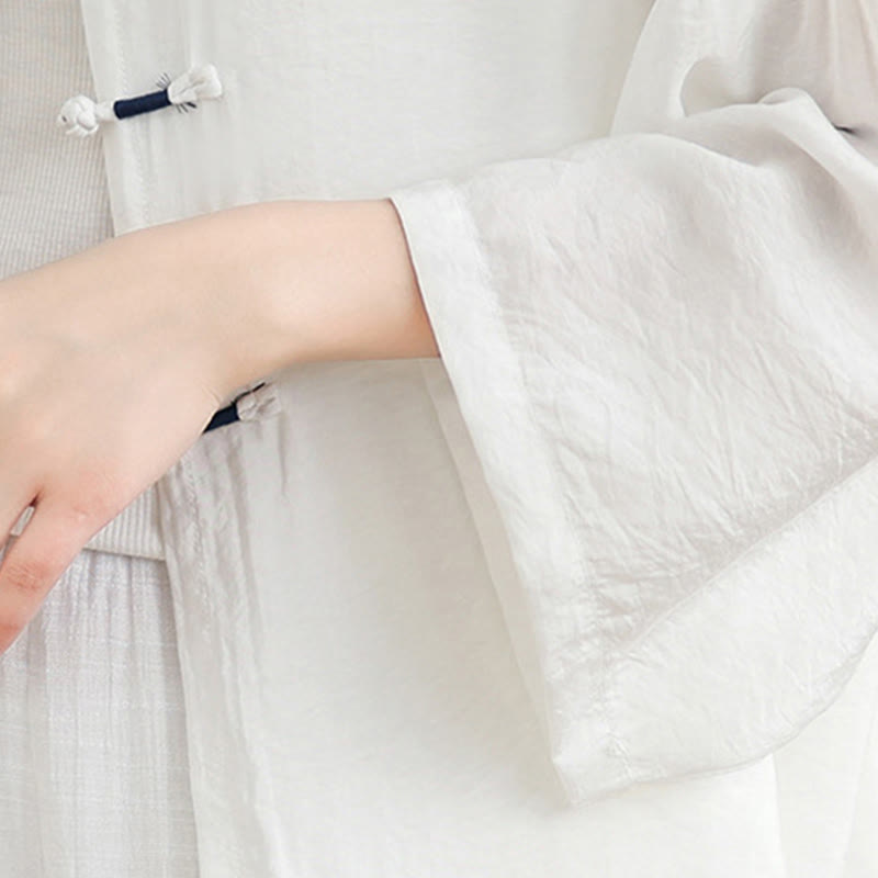 Breathable Cotton-Linen Two-Piece Frog Button Meditation Set