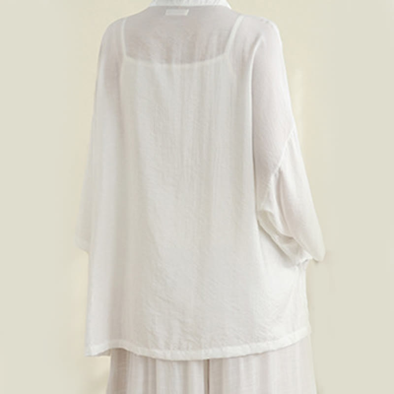 Breathable Cotton-Linen Two-Piece Frog Button Meditation Set