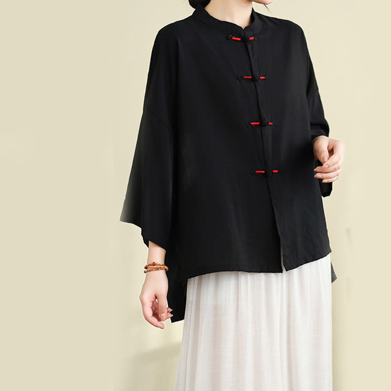 Breathable Cotton-Linen Two-Piece Frog Button Meditation Set