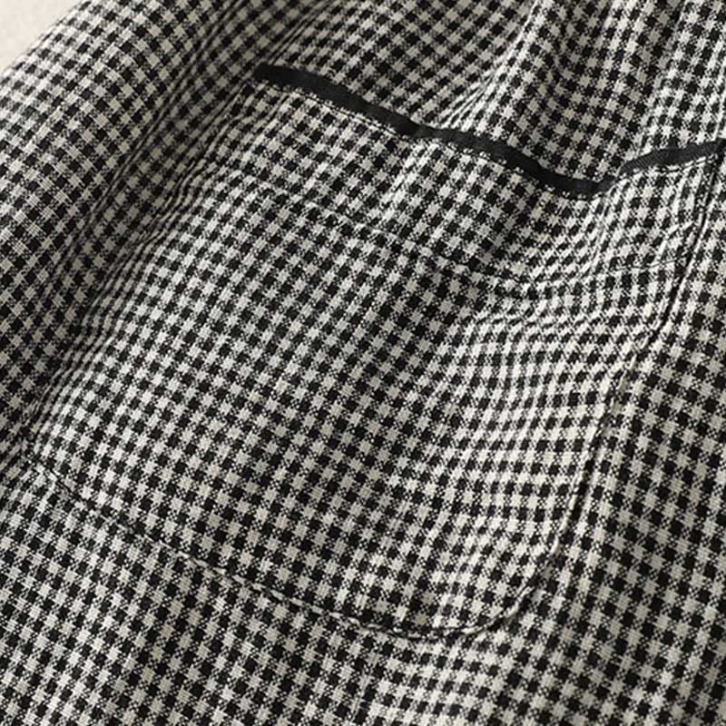 Plaid Pattern Drawstring Women's Cotton Linen Harem Pants With Pockets
