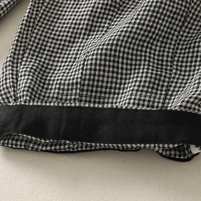 Plaid Pattern Drawstring Women's Cotton Linen Harem Pants With Pockets