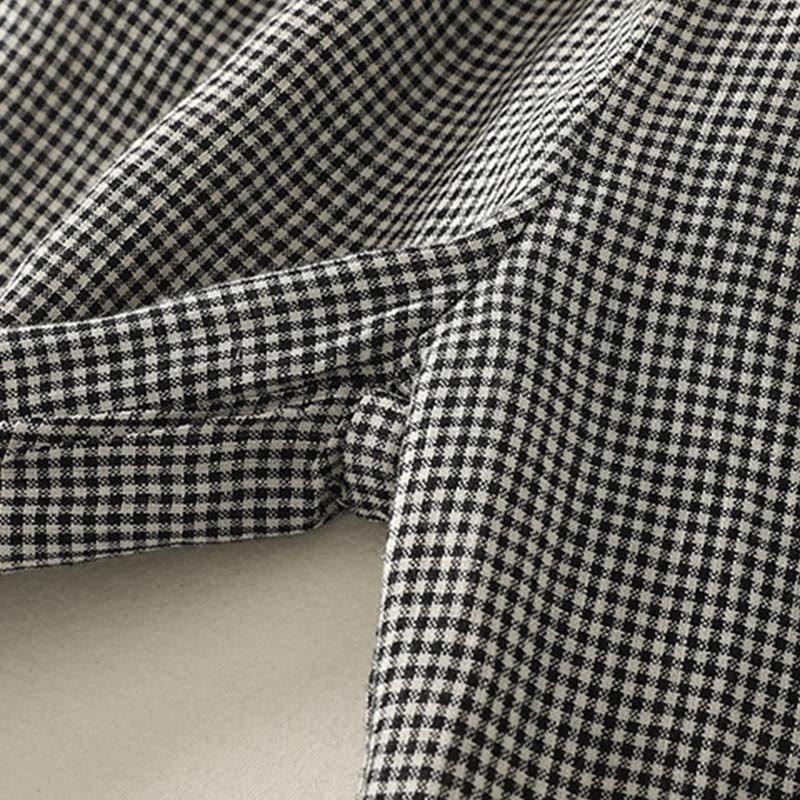 Plaid Pattern Drawstring Women's Cotton Linen Harem Pants With Pockets