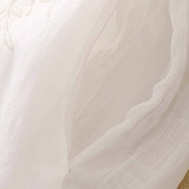 Embroidered Pattern Women's Cotton Linen Harem Pants With Pockets