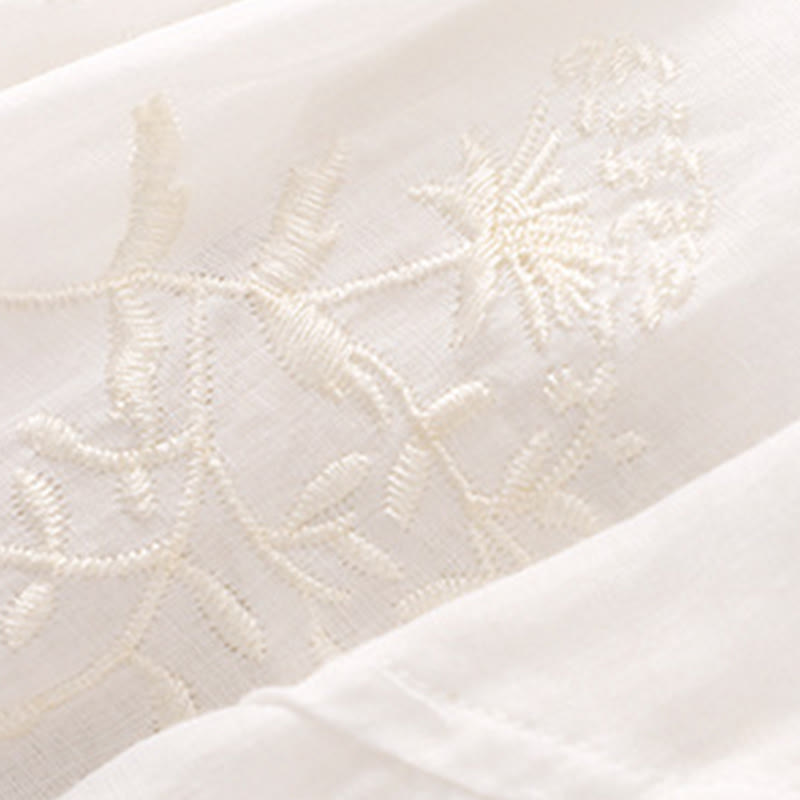 Embroidered Pattern Women's Cotton Linen Harem Pants With Pockets