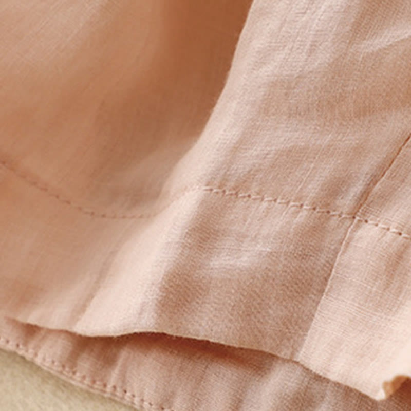 Embroidered Pattern Women's Cotton Linen Harem Pants With Pockets
