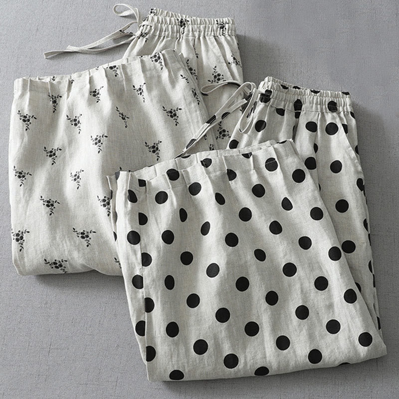 Tactile Cotton Linen Cropped Floral Meditation Harem Pants