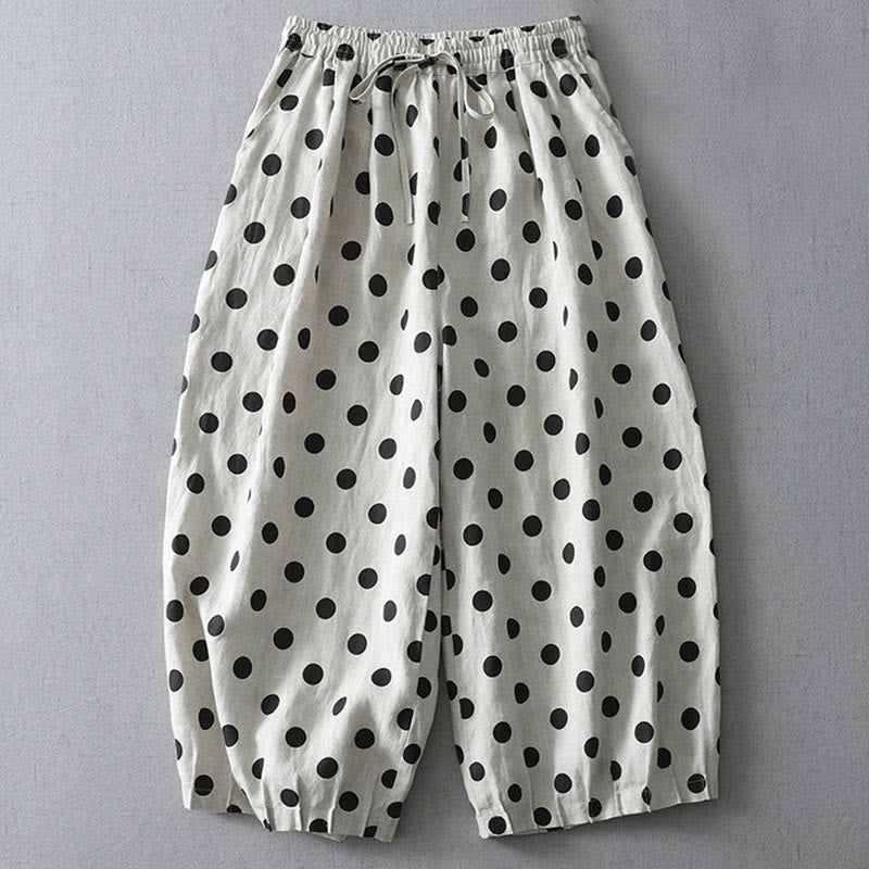 Tactile Cotton Linen Cropped Floral Meditation Harem Pants