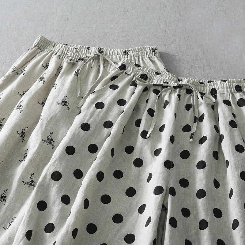Tactile Cotton Linen Cropped Floral Meditation Harem Pants