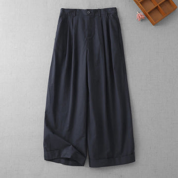 Lightweight Cropped Wide-Leg Meditation Pants with Pockets