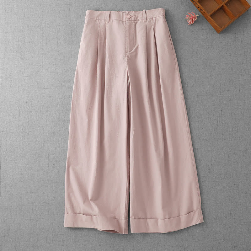 Lightweight Cropped Wide-Leg Meditation Pants with Pockets