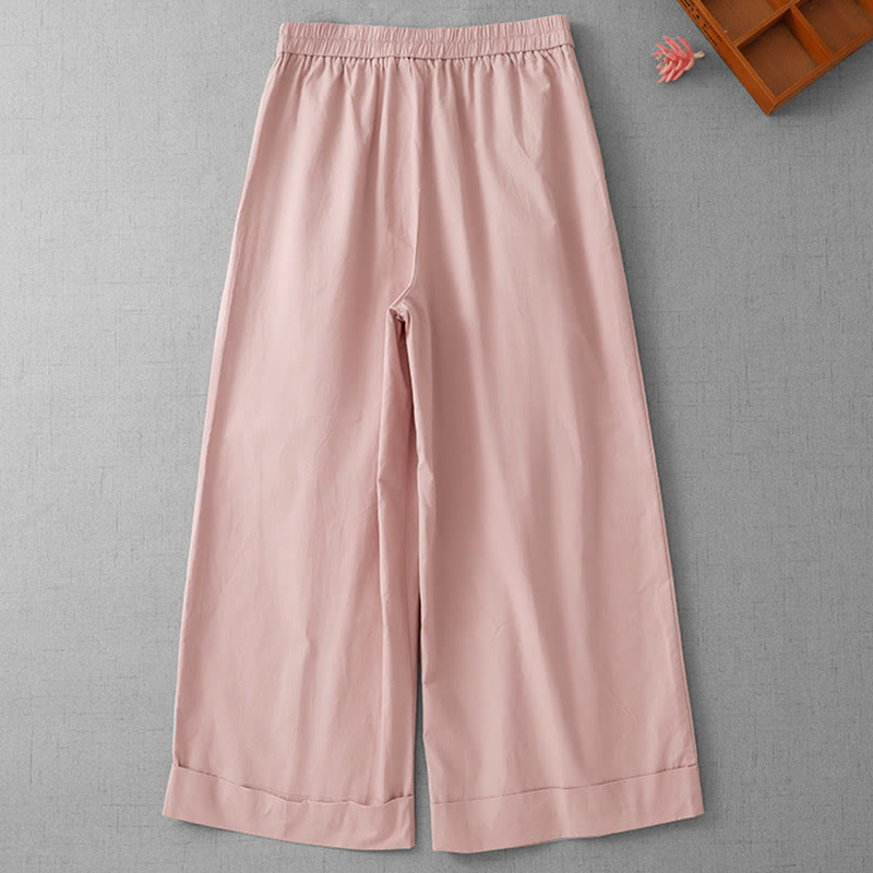 Lightweight Cropped Wide-Leg Meditation Pants with Pockets