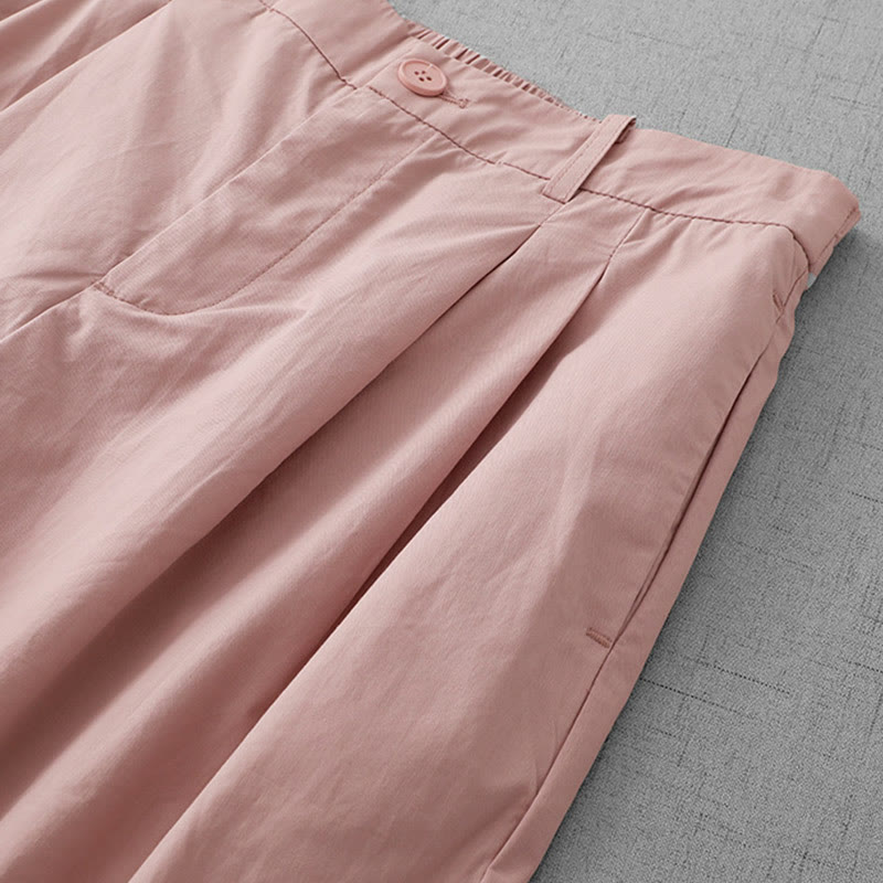 Lightweight Cropped Wide-Leg Meditation Pants with Pockets