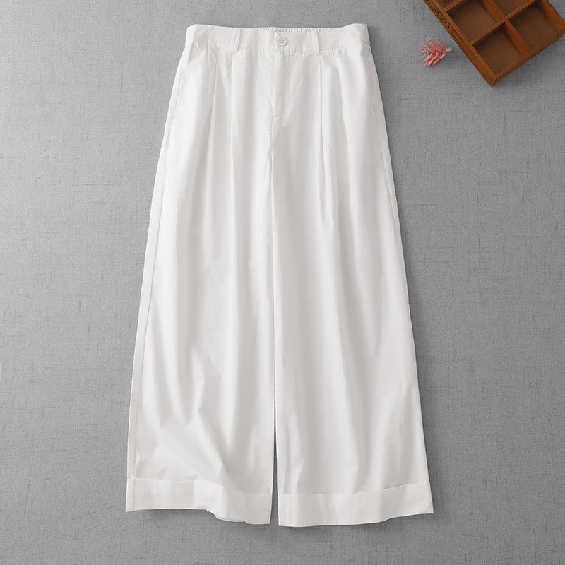 Lightweight Cropped Wide-Leg Meditation Pants with Pockets