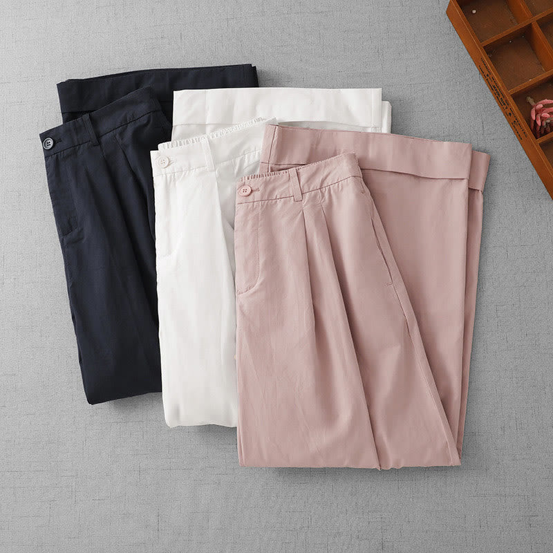 Lightweight Cropped Wide-Leg Meditation Pants with Pockets