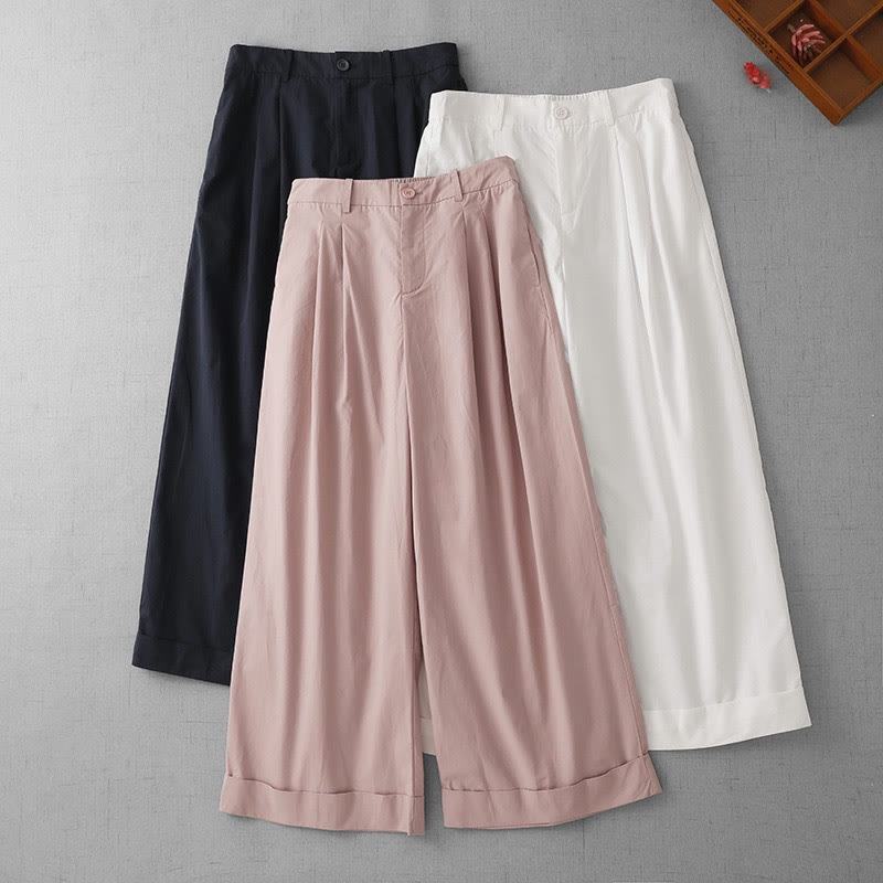 Lightweight Cropped Wide-Leg Meditation Pants with Pockets