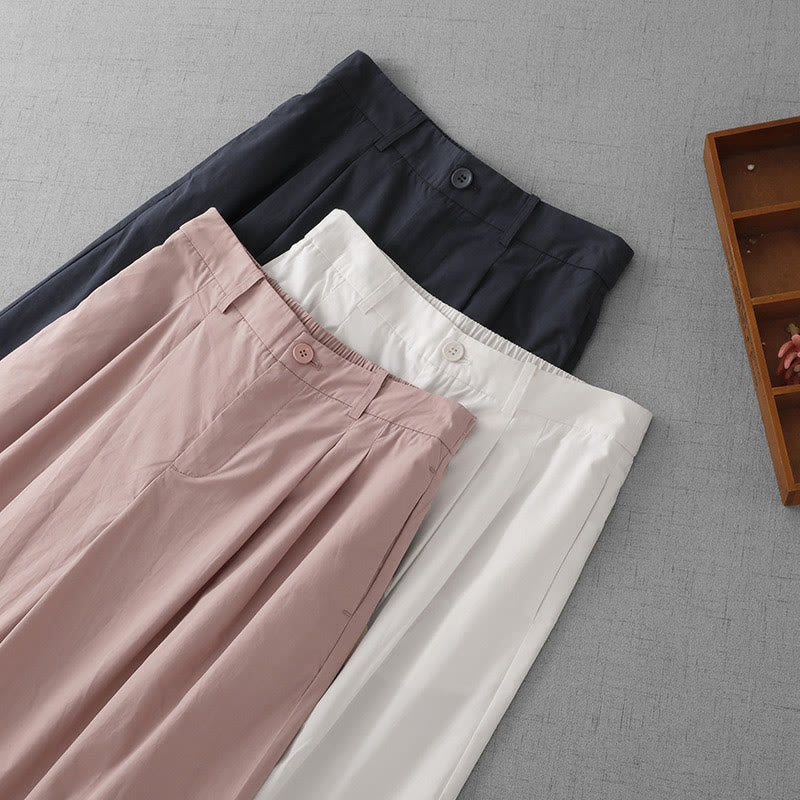 Lightweight Cropped Wide-Leg Meditation Pants with Pockets