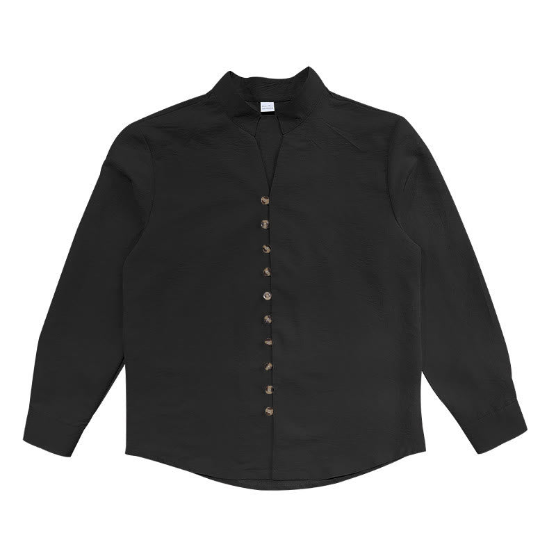 Solid Color Buttons Fall Long Sleeve Men's Shirt