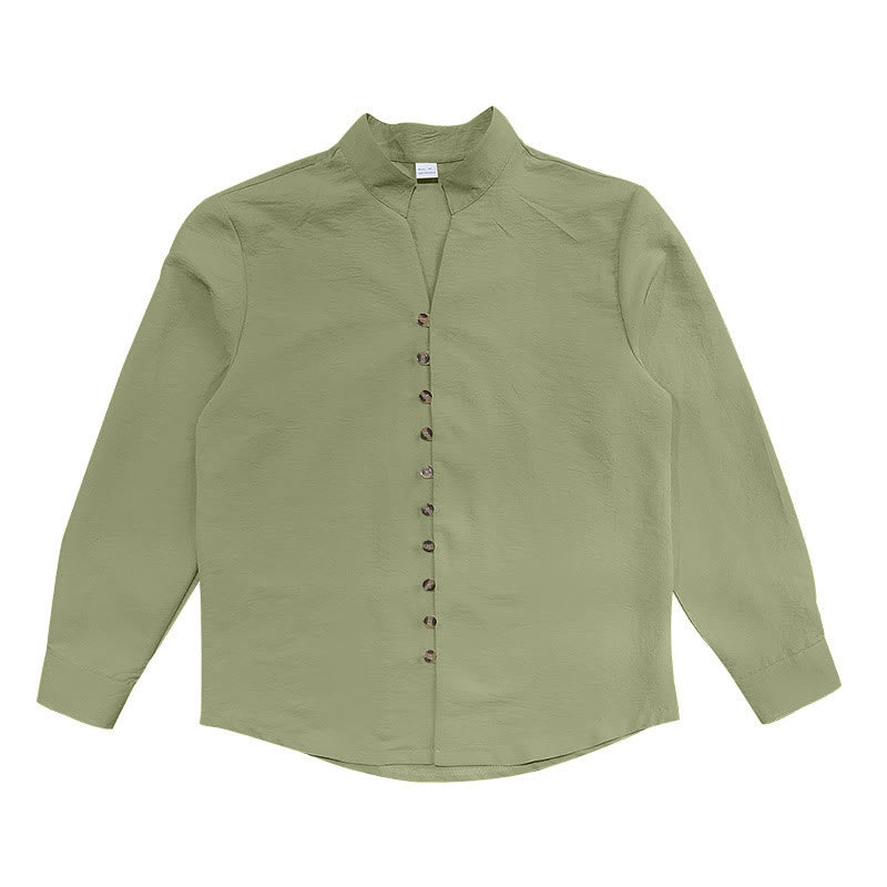 Solid Color Buttons Fall Long Sleeve Men's Shirt