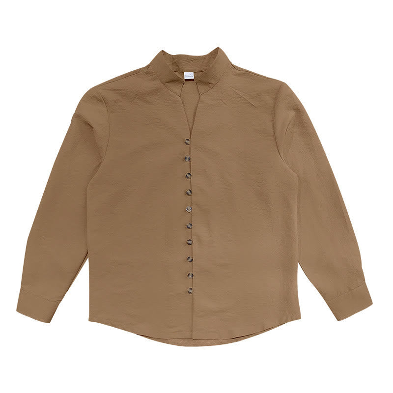Solid Color Buttons Fall Long Sleeve Men's Shirt