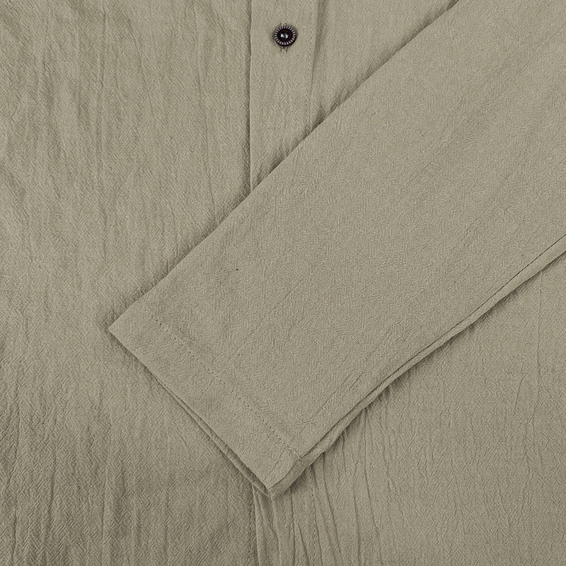 Breathable Linen Hooded Long Sleeve Meditation Men's Shirt