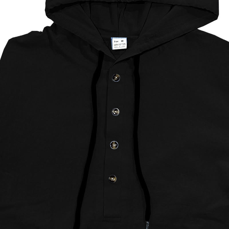 Breathable Cotton Hooded Long Sleeve Minimalist Shirt