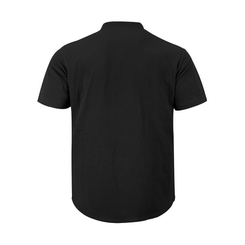 Minimalist Linen Stand Collar Breathable Meditation Men's Shirt