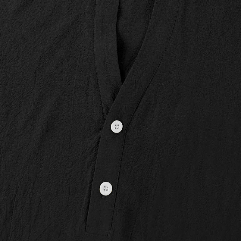 Minimalist Linen Stand Collar Breathable Meditation Men's Shirt