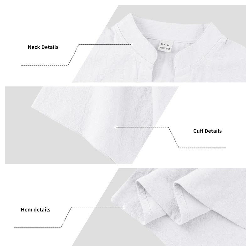 Minimalist Linen Stand Collar Breathable Meditation Men's Shirt