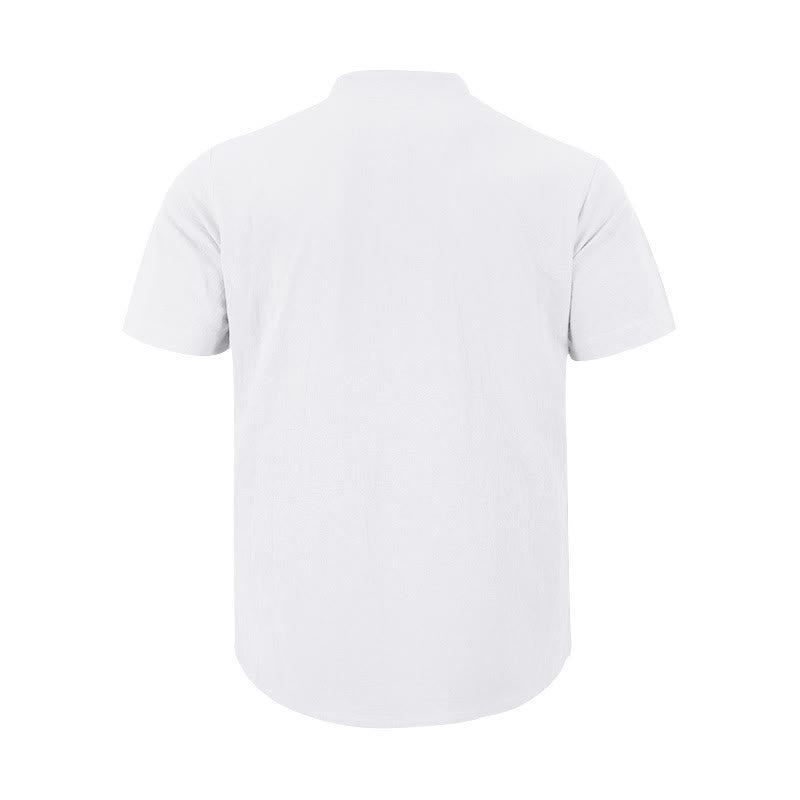 Minimalist Linen Stand Collar Breathable Meditation Men's Shirt