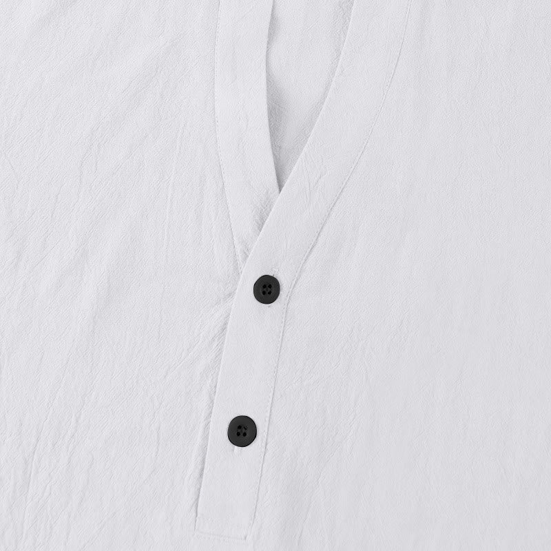 Minimalist Linen Stand Collar Breathable Meditation Men's Shirt