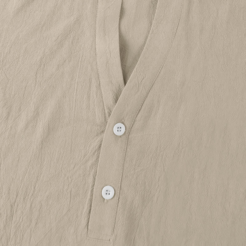 Minimalist Linen Stand Collar Breathable Meditation Men's Shirt