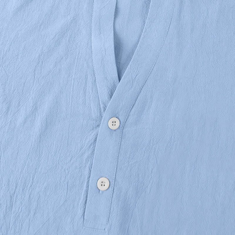 Minimalist Linen Stand Collar Breathable Meditation Men's Shirt